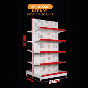 Gondole DOUBLE FACE Centrale - BLANC - H:190cm - DÉPART 10 ÉTAGÈRES