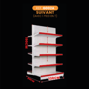 Gondole DOUBLE FACE Centrale - BLANC - H:190cm - SUIVANT 10 ÉTAGÈRES