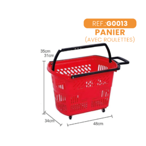 Panier de Course à ROULETTES - 34cm de Hauteur